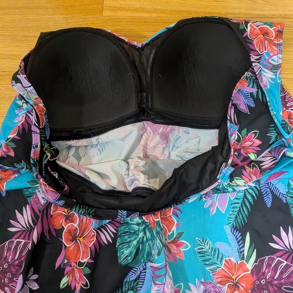 Swimsuits For All Floral V Neck Tankini Top Set Size 28 - Picture 9 of 12